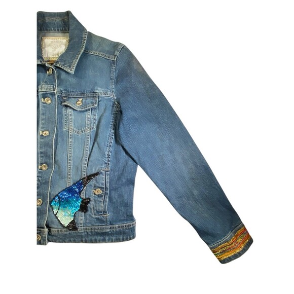 Sonoma Women’s Large Denim Jacket - Custom Sequin Fish Design - Picture 15 of 16